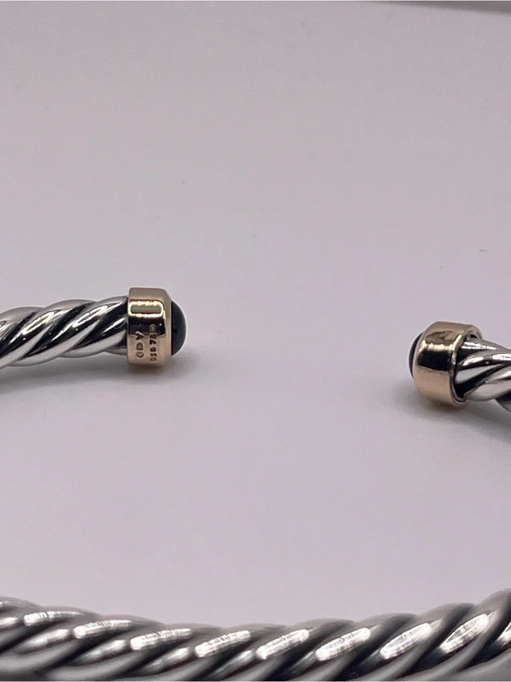 David Yurman Cable Cuff Bracelet with 18K Yellow Gold and Black Onyx, 6mm